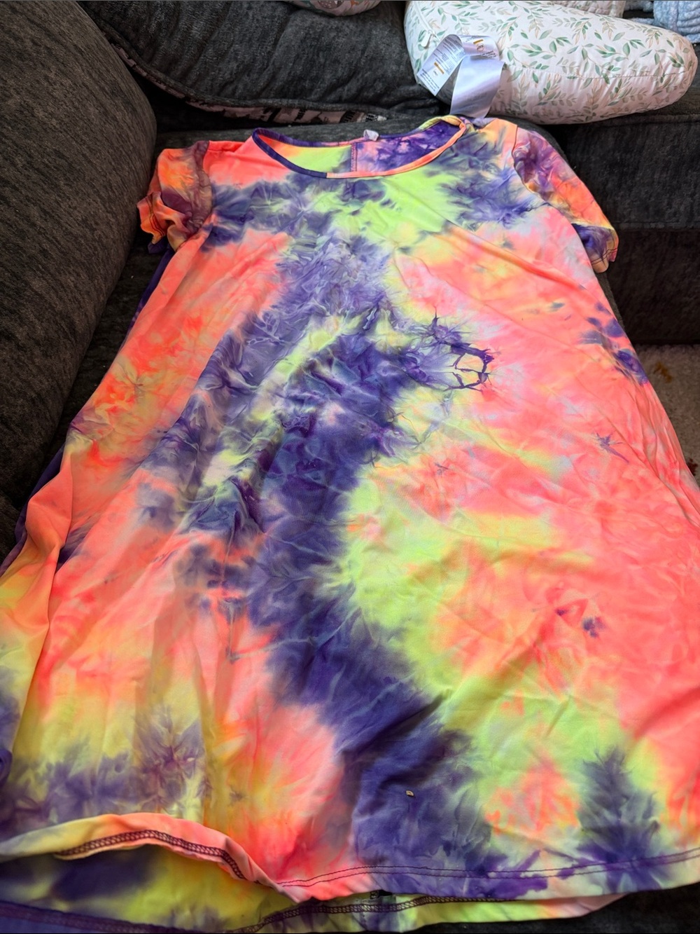 Girls Neon Tie-Dye Short Sleeve Tee - Multi